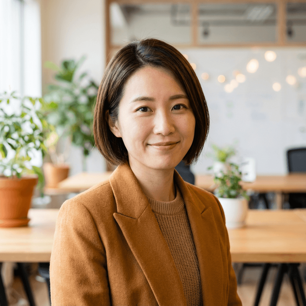Maya Chen reviewing box designs beside a stack of compact TerraTote cartons