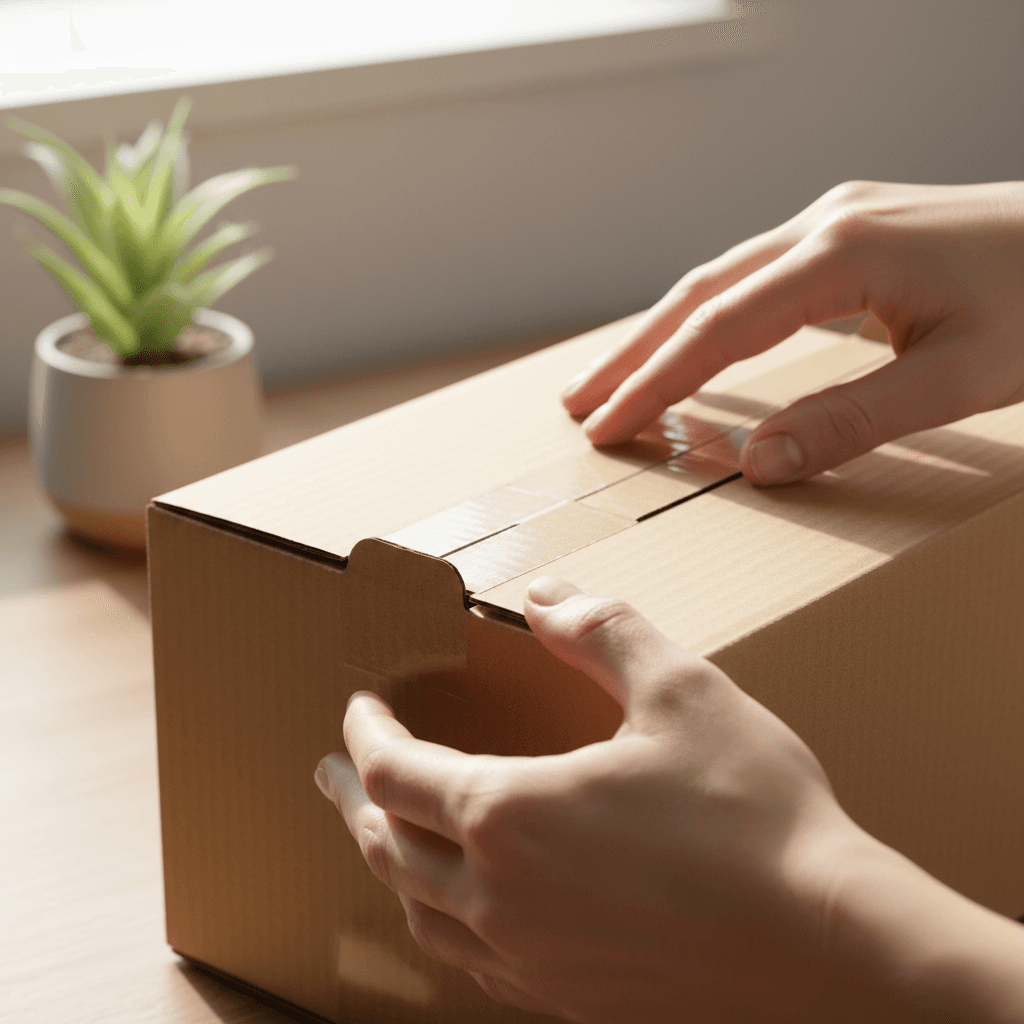 Hands closing a TerraTote box without tape
