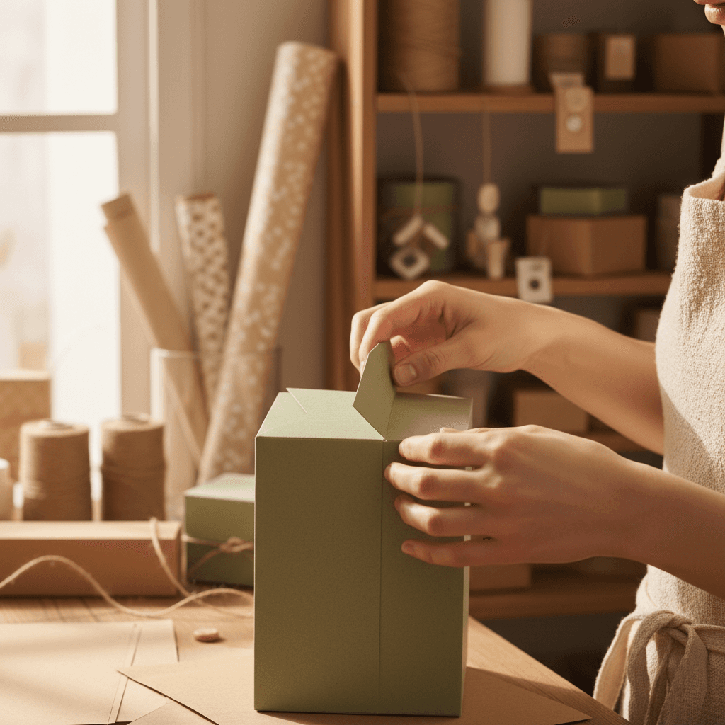 Hands folding a reusable TerraTote box